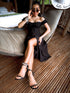 Dress with a knot in the chest area "AMORE" - BLACK